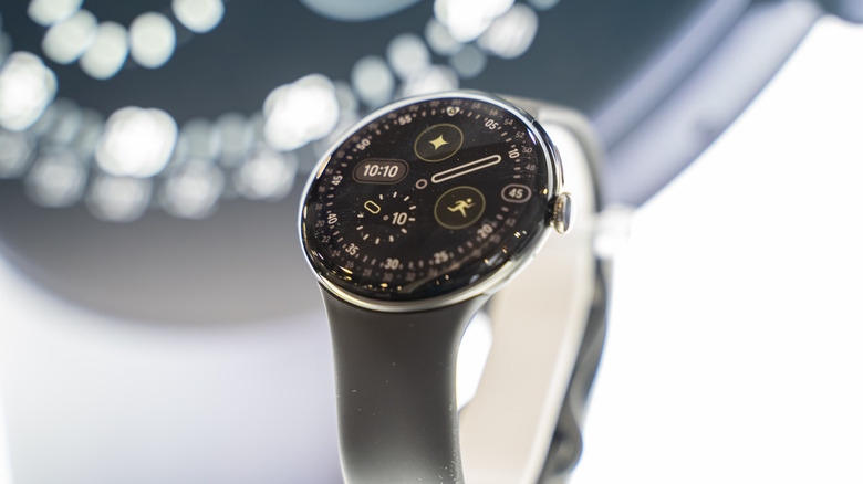 The Google Pixel Watch 4 in a retail store