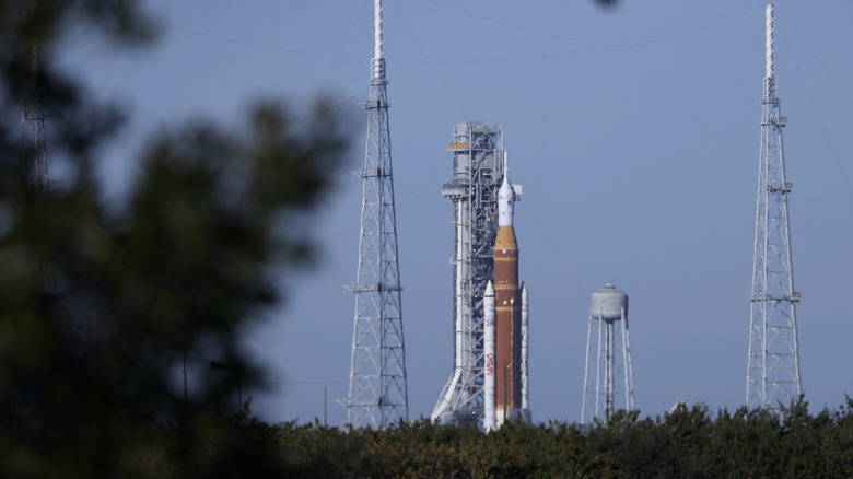 NASA's Artemis II rocket on its launch pad.