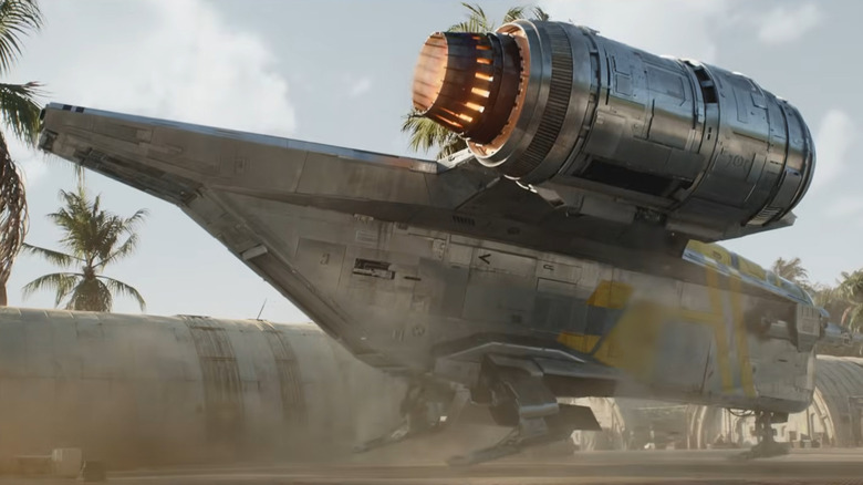 The new Razor Crest about to take off in The Mandalorian and Grogu
