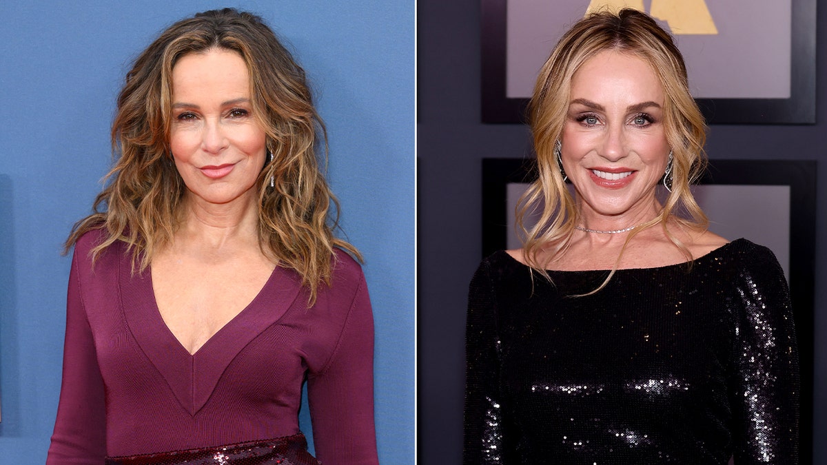 Side by side of Jennifer Grey and Tracy Pollan at red carpet events.