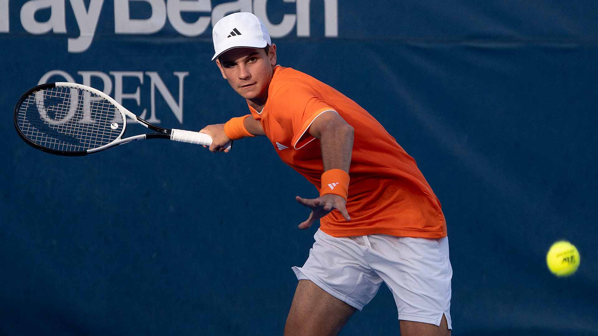 Rafael Jodar defeats Ethan Quinn in straight sets on Tuesday in Delray Beach.