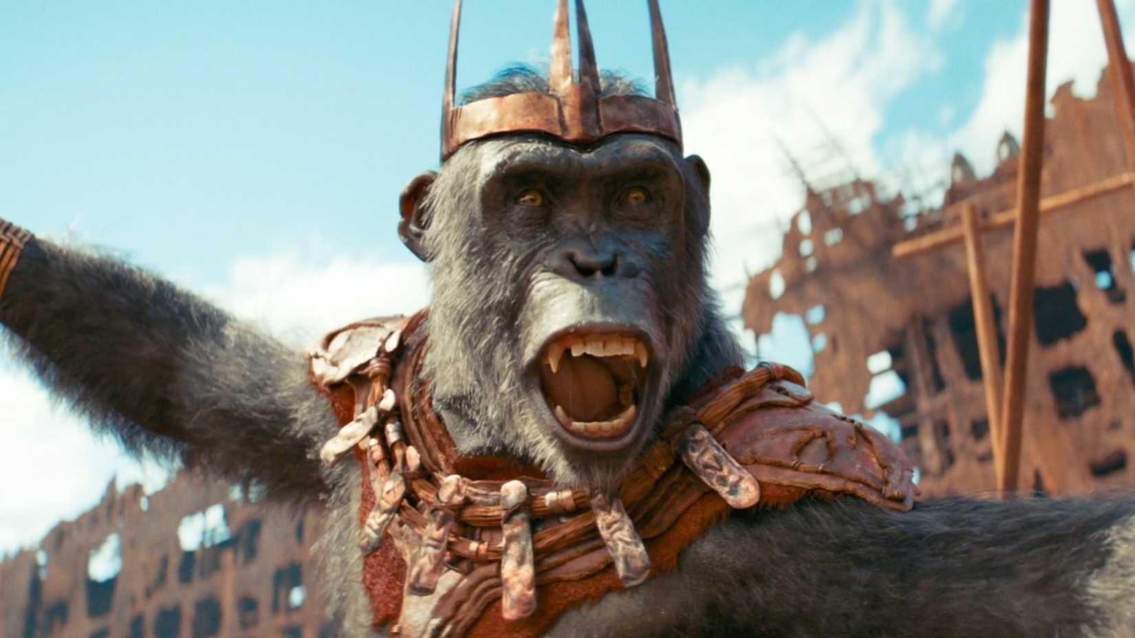 Kingdom of the Planet of the Apes an ape fighting