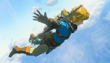 Link falls through the sky.