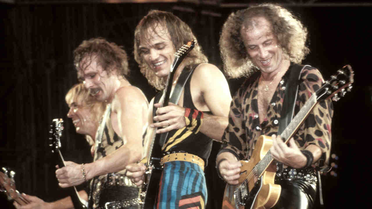 Scorpions performing at the Rock In Rio festival in 1985