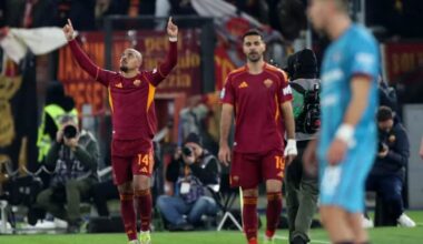 Malen celebrates Roma brace in front of Totti