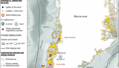 Commented map. Greenland in Trump's Crosshairs : Chinese Threat or Race for Critical Minerals ?
