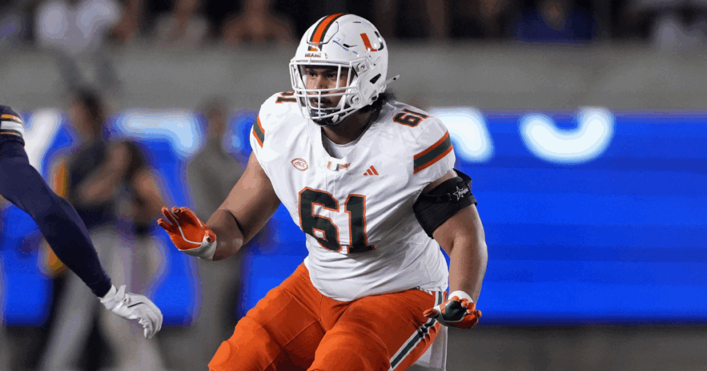 Miami offensive tackle Francis Mauigoa