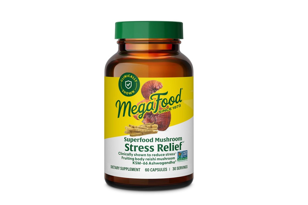 A bottle of mushroom stress relief