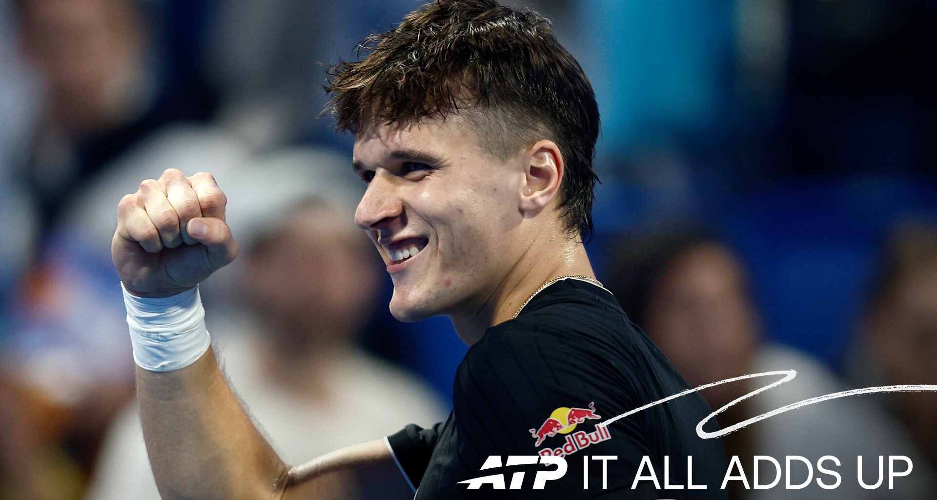 Jakub Mensik owns a 9-9 record vs. Top-10 players, according to the Infosys ATP Win/Loss Index.