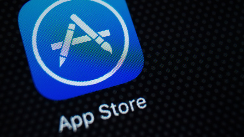The Apple App Store logo on an iPhone