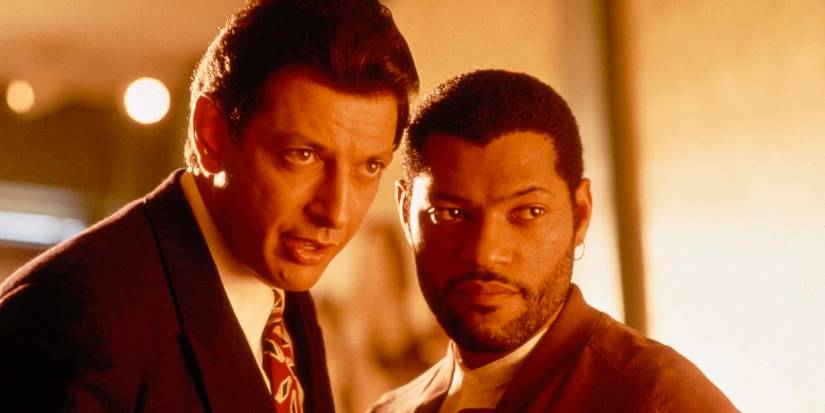 Jeff Goldblum and Laurence Fishburne looking ahead in Deep Cover.