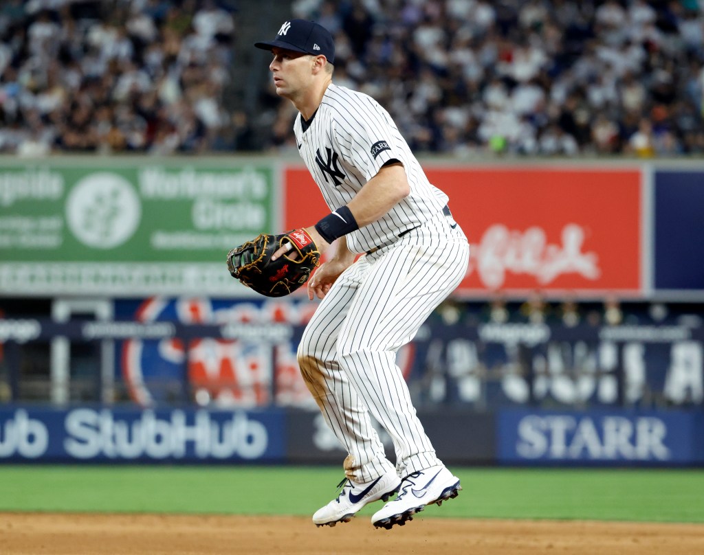 New York Yankees first baseman Paul Goldschmidt playing in the fourth inning.