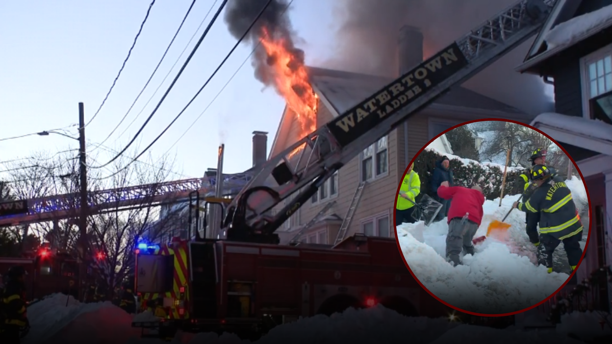 Crews battling 2-alarm fire at home in Watertown, Mass.