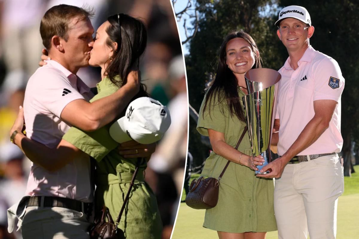 Jacob Bridgeman celebrates first $4 million PGA Tour win with wife
