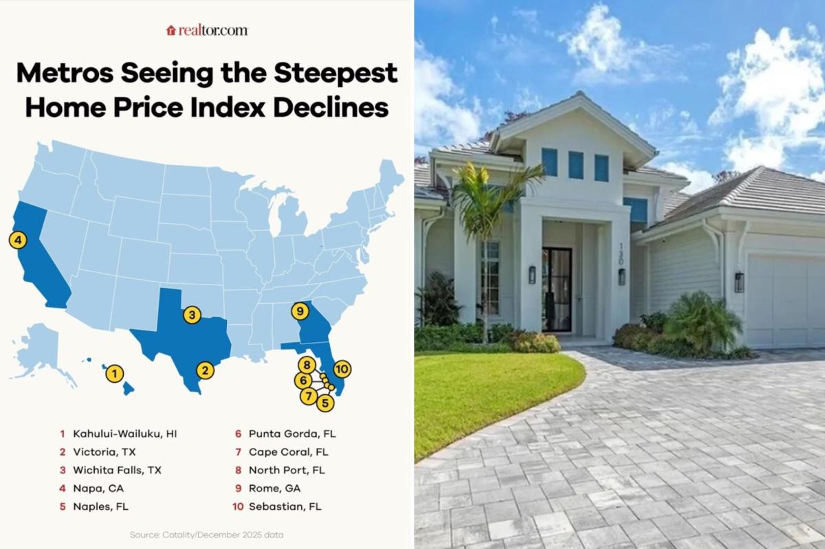 The housing markets with the sharpest price declines