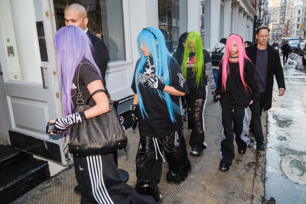 North west and three friends go shopping at alexander wang in NYC.