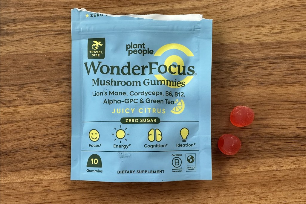 A package of mushroom gummies