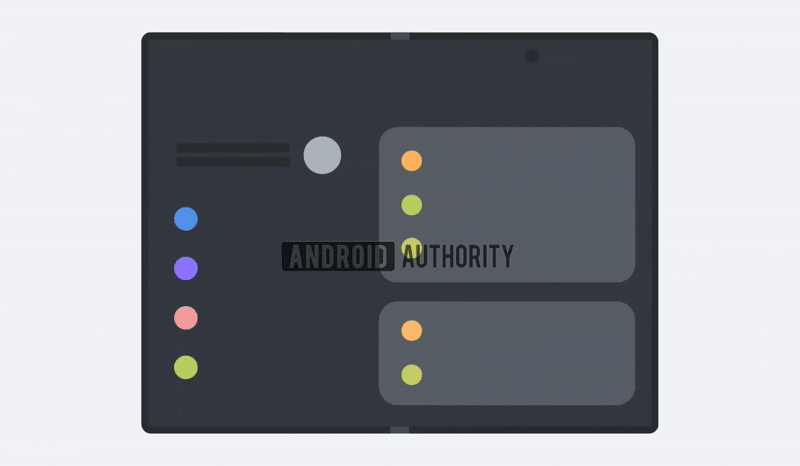 An alleged animation of the "Wide" Galaxy Z Fold, which shows off its wider cover and internal displays.