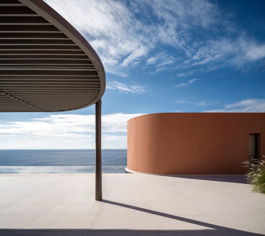 Pool overlooking sea in Greece