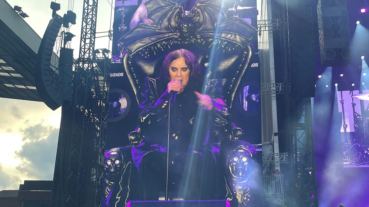 Ozzy Osbourne seen on screen at Black Sabbath farewell show