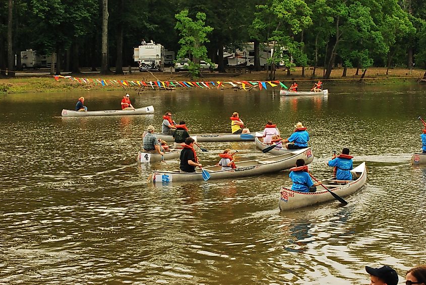 Canoers at LaFleur's Bluff State Park in Jackson, Mississippi.