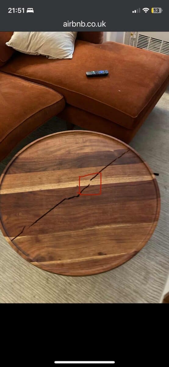 Picture Of The Allegedly ‘cracked Table’ In The New York Apartment