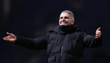 PRESTON, ENGLAND - JANUARY 09: Ryan Lowe, Manager of Wigan Athletic, celebrates following the team's victory in the Emirates FA Cup Third Round mat...