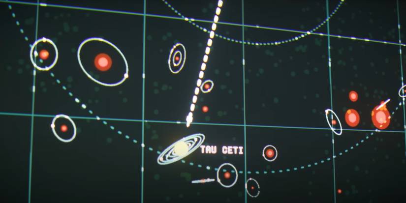 A star map showing the Tau Ceti star system in Project Hail Mary