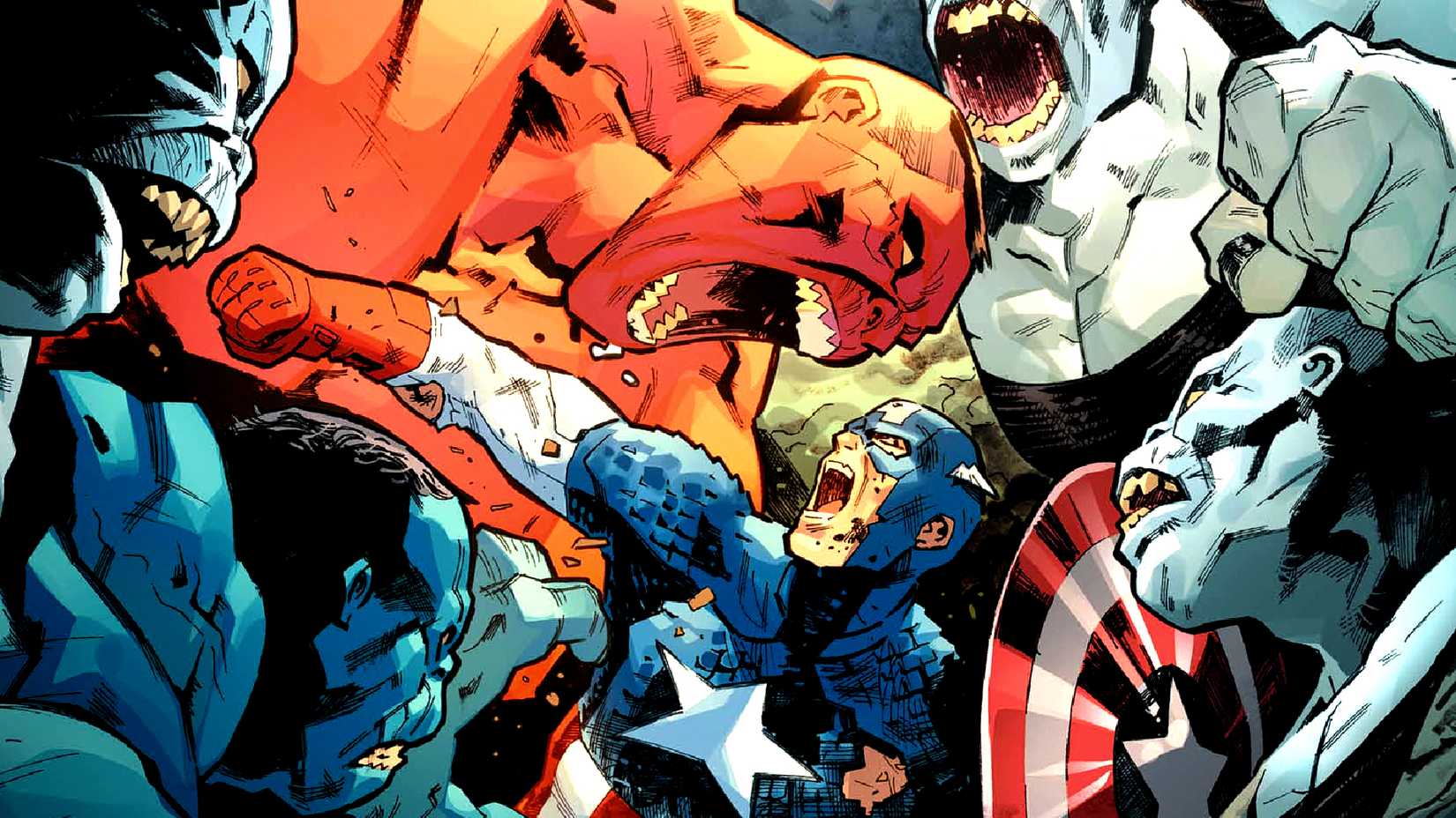 Red Hulk attacks Captain America in Marvel's Road to Armaggeddon