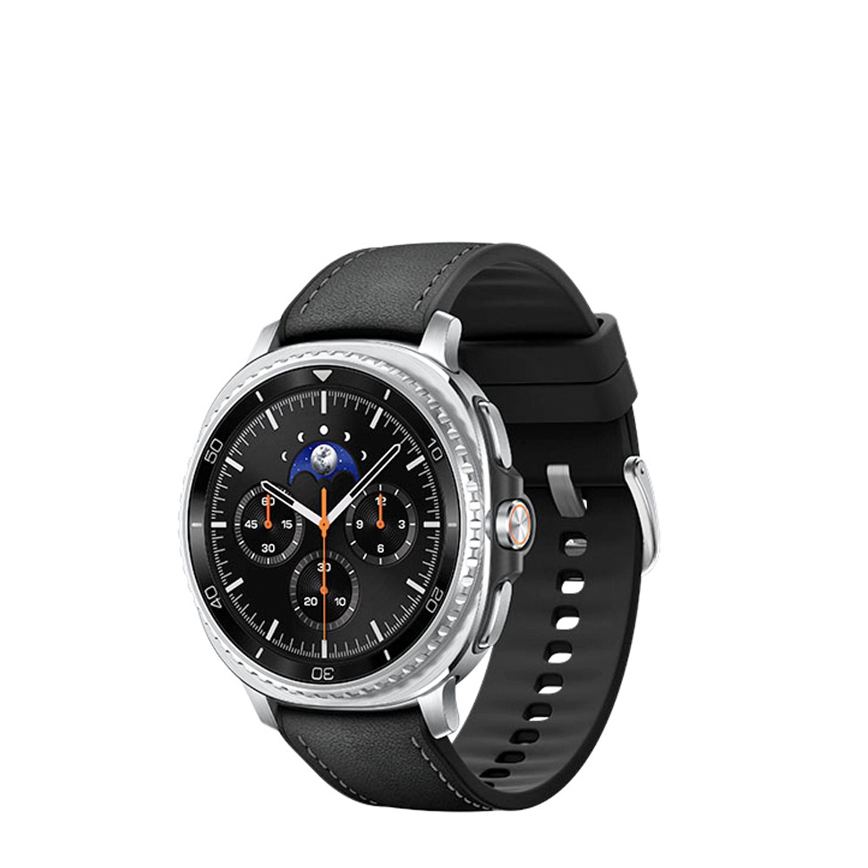 Samsung Galaxy Watch 8 Classic in silver on a black strap