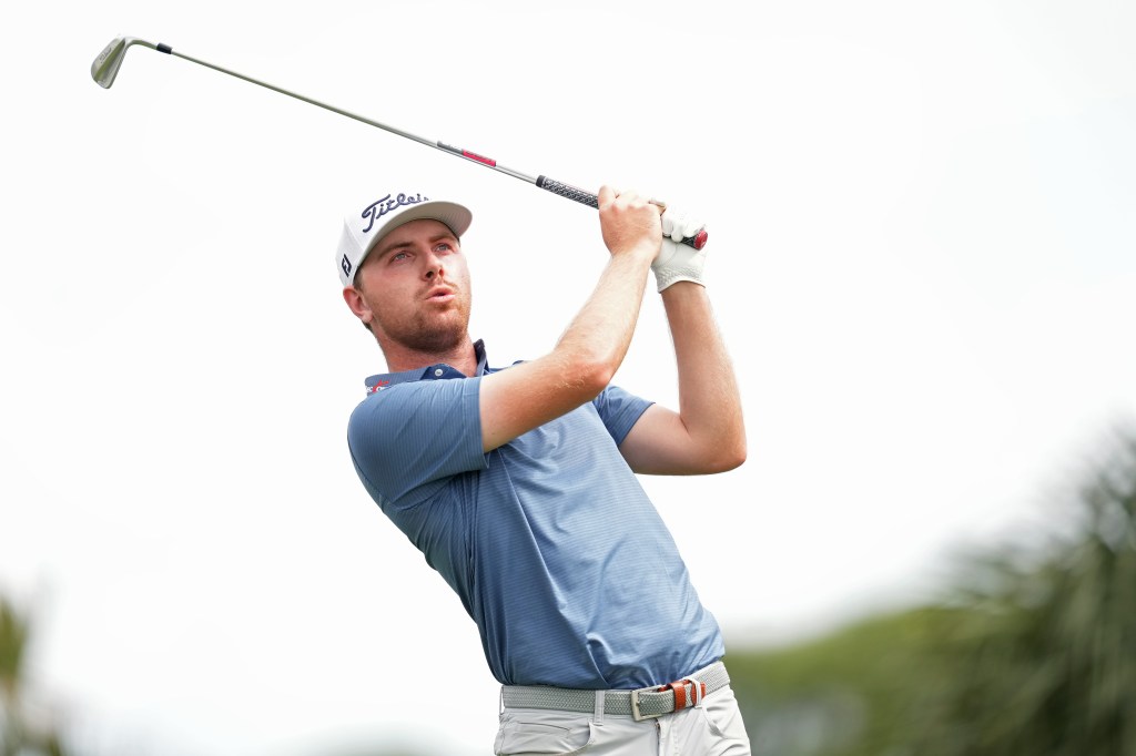 Ryan Gerard playing his shot from the seventh tee during the Cognizant Classic 2026.