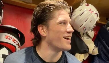Ryan Leonard talks about his ‘great performance’ doing karaoke of Bruno Mars’ ‘Uptown Funk’ at the Capitals’ Rookie Dinner