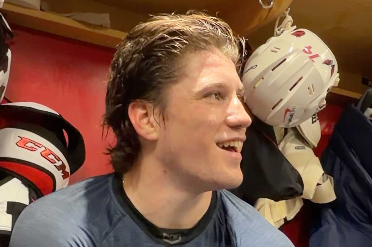 Ryan Leonard talks about his ‘great performance’ doing karaoke of Bruno Mars’ ‘Uptown Funk’ at the Capitals’ Rookie Dinner