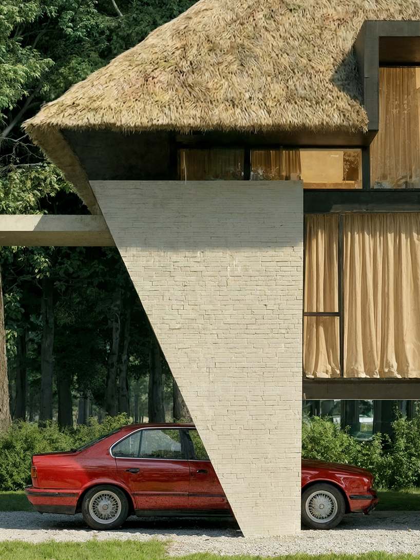pitched thatched roof tops conical white-bricked sarchina villa