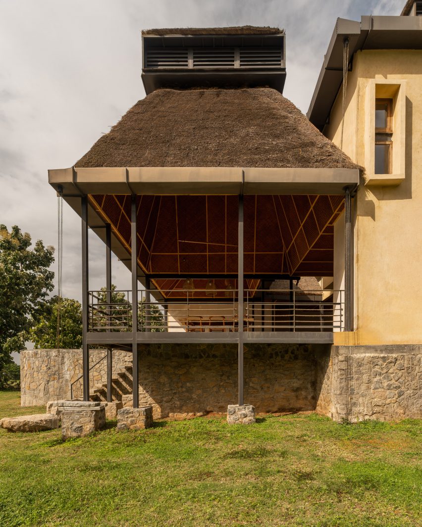 Terrace with a thatched roof