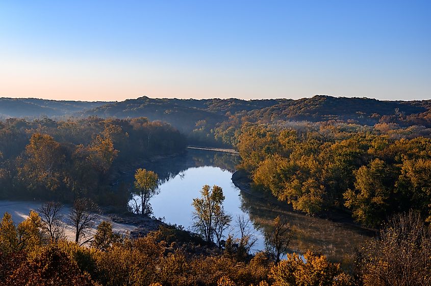 Sunrise at Castlewood State Park in Missouri.