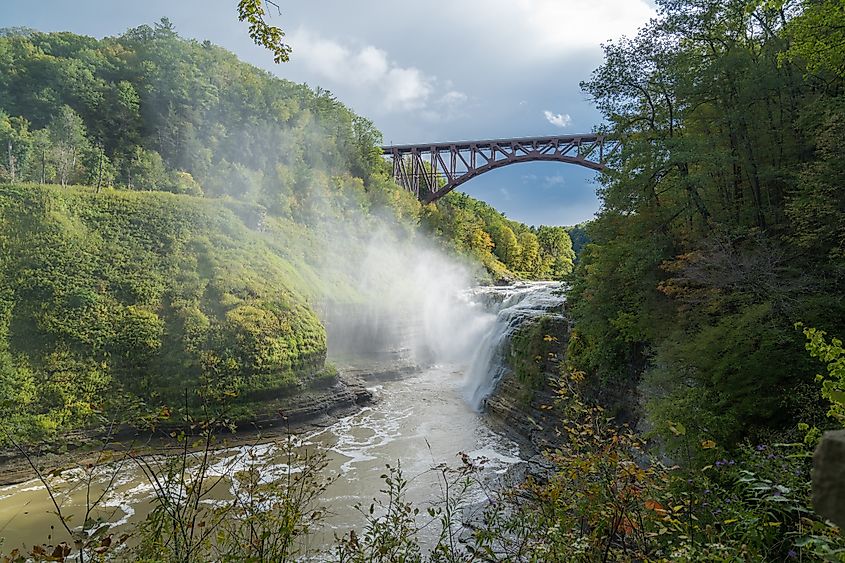 The spectacular waterfall of the Letchworth State Park, New York.