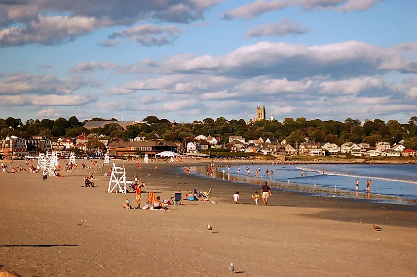 A busy day at the beach in Newport, Rhode Island.