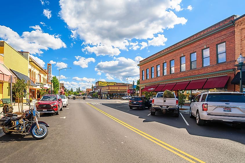 Main Street runs through the downtown district of Sandpoint, Idaho