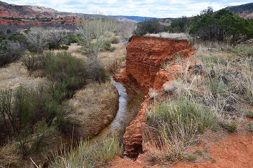 A scenic view of Juniper-Sunflower-Roho trails in Palo Duro Canyon State Park, Texas