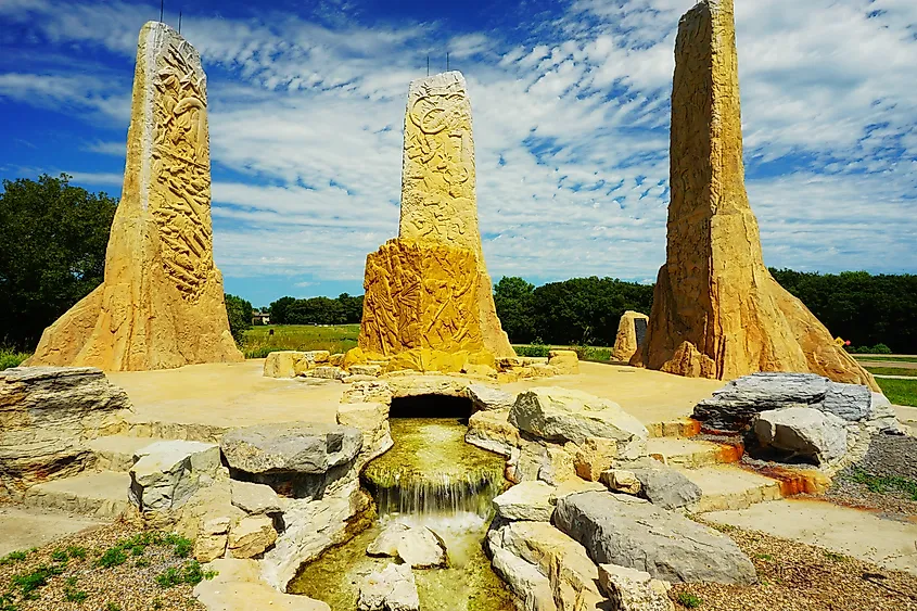 Visitor Center and Art at Ponca State Park Nebraska.