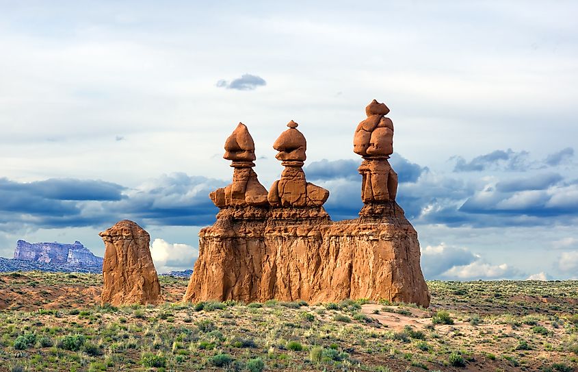 Isolated hoodoos in the Goblin Valley State Park.