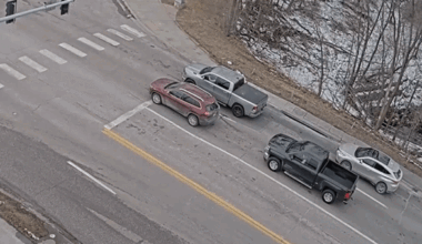 Road collapse caught on video as 2 vehicles sink near University of Nebraska