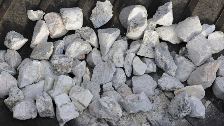 Lithium ore (spodumene) waiting to be crushed