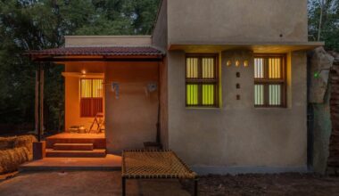 thousands of reclaimed bricks shape rural residence in india