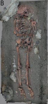 The burial at the Museo di Archeologia Ligure, Genova Pegli.