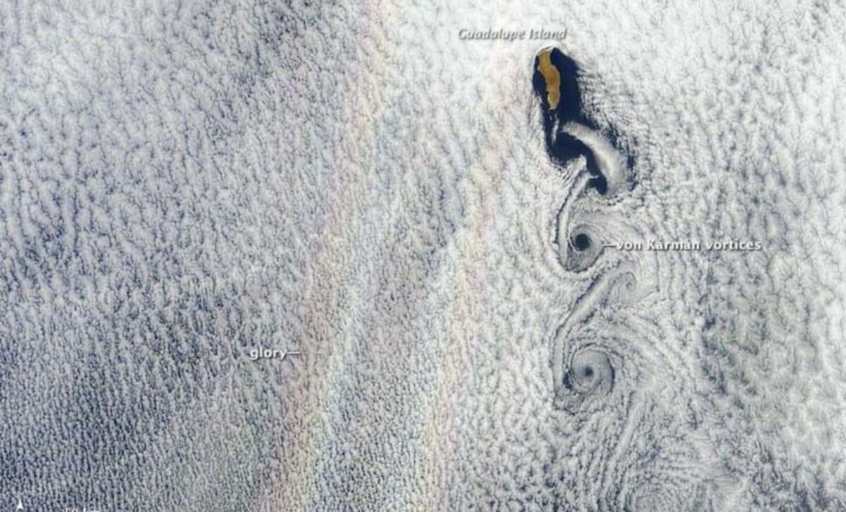 The Satellite Image Collected By Nasa In 2012 Shows Two Spectacular Weather Phenomena Over The Pacific Ocean