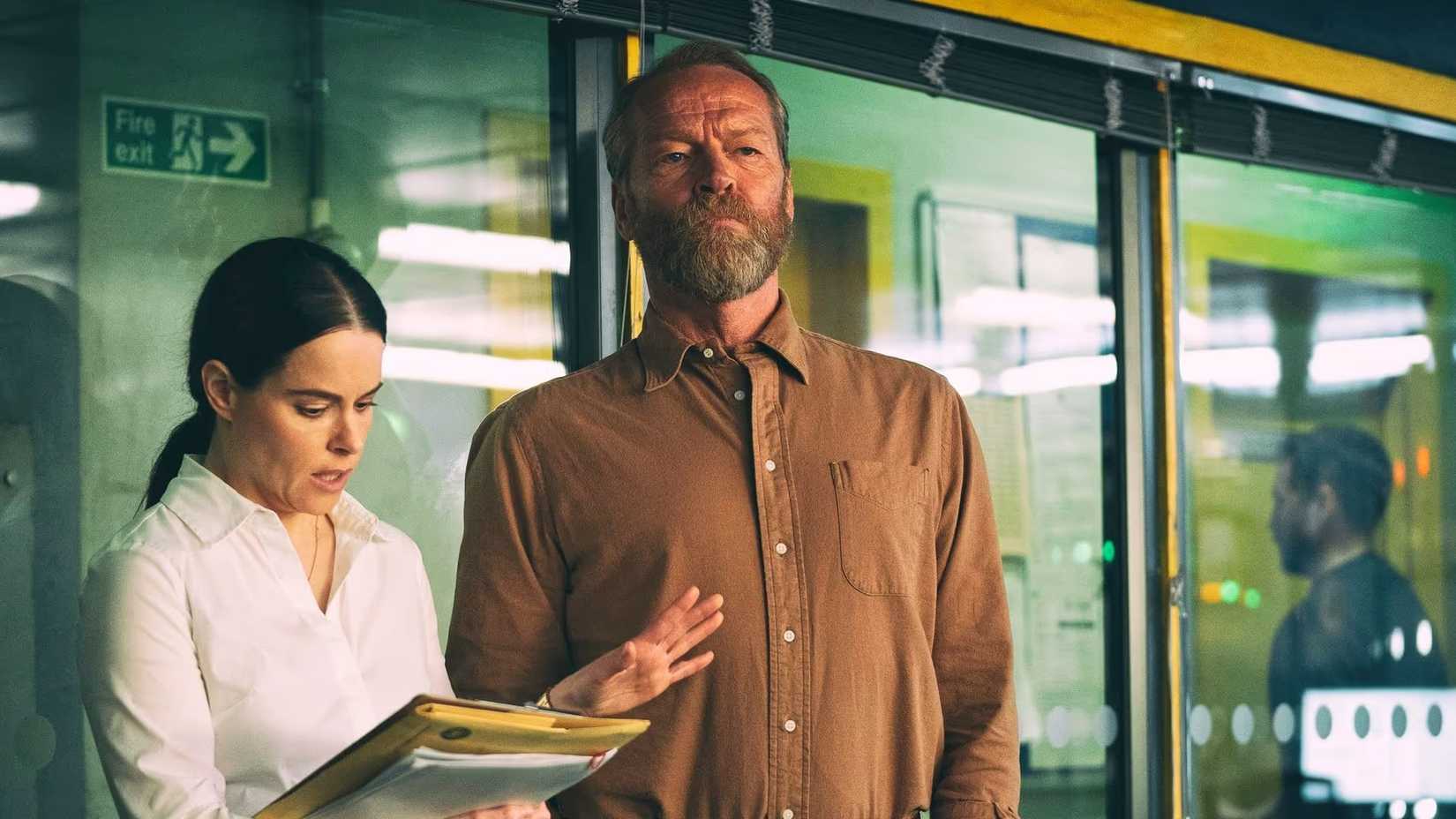 Iain Glen as Magnus MacMillan and Emily Hampshire as Rose Mason in Prime Video's 'The Rig.'