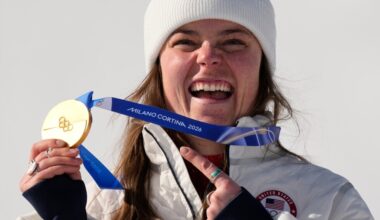 American Breezy Johnson wins Olympic downhill gold on day marred by Vonn's crash