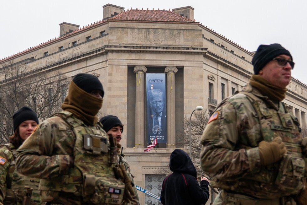 Trump banner displayed on Justice Department headquarters
